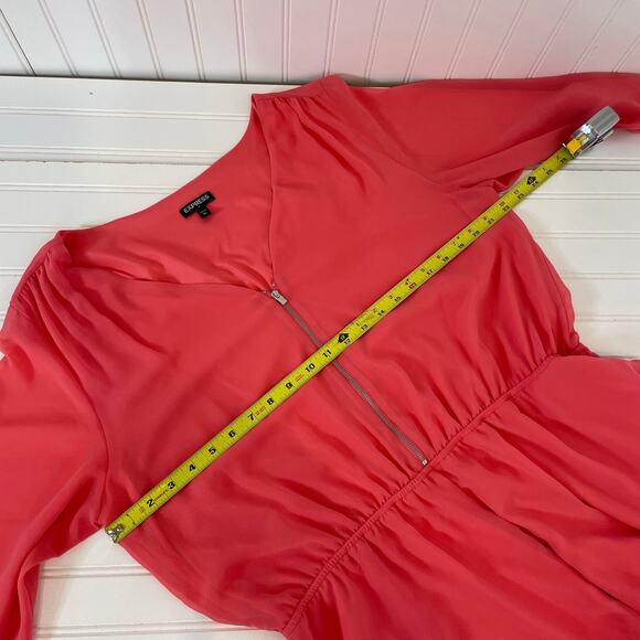 Express Pink V-Neck Zip Front Long Sleeves Romper Size XL - Picture 6 of 6